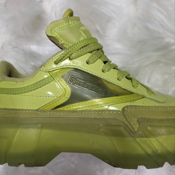 Reebok X Cardi B Club C Chunky Platform Sneakers in High Vis Green Size 36.5 - Picture 6 of 10